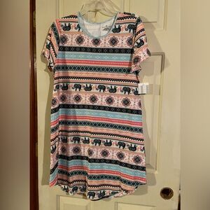 Bobbie Brooks Multicolor Elephant Print Casual Dress